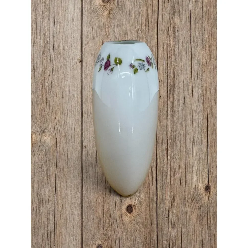 VTG Otagiri Rose Bouquet floral porcelain petite vase pink red white cottagecore